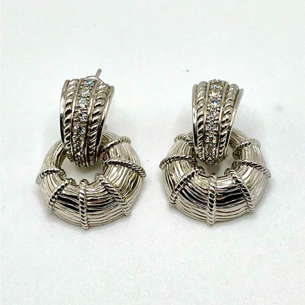 Gorgeous Judith Ripka 925 Silver and CZ Diamond Earrings